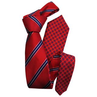 Dmitry Mens Red Patterned Double sided Italian Silk Tie And Pocket Square (RedIncludes a 10 x 10 inch red pocket squareCountry of origin: ItalyApproximate length: 59 inchesApproximate width: 2.75 inchesMaterials: 100 percent silkCare instructions: Dry cle