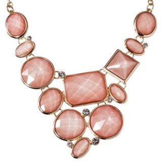 Womens Assorted Stone Plate Necklace   Pink