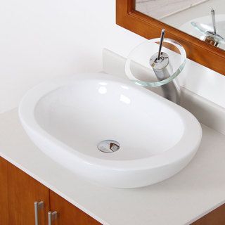 Elite 4156f22tc High temperature Grade a Oval Ceramic Bathroom Sink And Chrome Finish Waterfall Faucet Combo (White Interior/Exterior: Both Dimensions: 4.75 inches high x 16.5 inches wide x 23.75 inches long x 1.5 inches~2.5 inches thickType: Bathroom sin