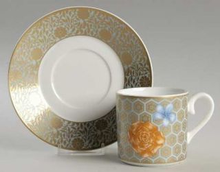 Villeroy & Boch Aureus Flat Cup & Saucer Set, Fine China Dinnerware   Bone,Color
