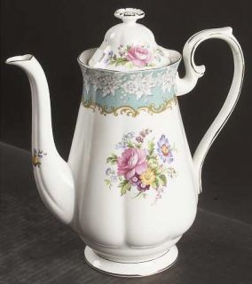 Royal Albert Enchantment Coffee Pot & Lid, Fine China Dinnerware   White Flowers