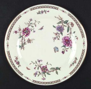 Gorham Secret Garden Dinner Plate, Fine China Dinnerware   Pink,Purple Flowers,