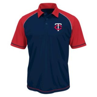 MLB Mens Minnesota Twins Synthetic Polo T Shirt   Navy/Red (L)