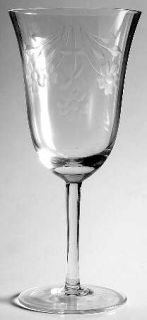 Colony Col28 Water Goblet   Clear,Gray Cut Floral,Smooth Stem