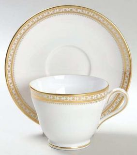 Spode Golden Bracelet Footed Cup & Saucer Set, Fine China Dinnerware   Gold Gree