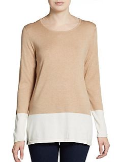Colorblock Silk Blend Tunic Sweater
