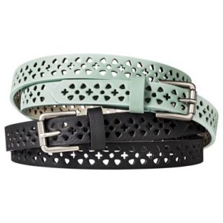 Mossimo Supply Co. Two Pack Perforated Skinny Belt   Black/Mint S