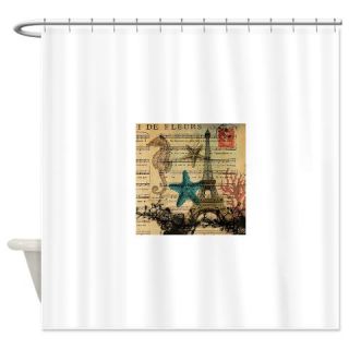 CafePress vintage paris eiffel tower starfish Shower Curtain Free Shipping! Use code FREECART at Checkout!