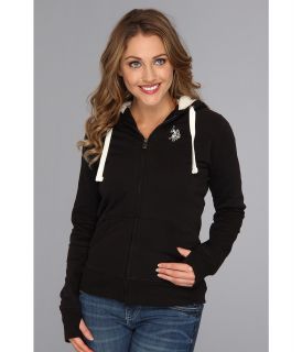 U.S. Polo Assn Classic Fleece Hoodie Womens Sweatshirt (Black)