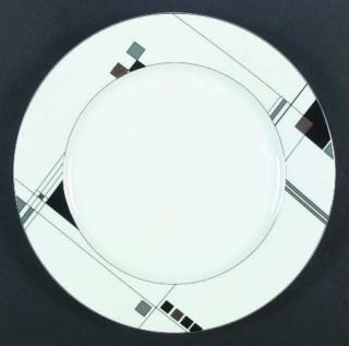 Mikasa Metrix Dinner Plate, Fine China Dinnerware   Fine China,Black/Gray/Gold G