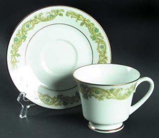 Noritake Maytone Footed Cup & Saucer Set, Fine China Dinnerware   Contemporary,G