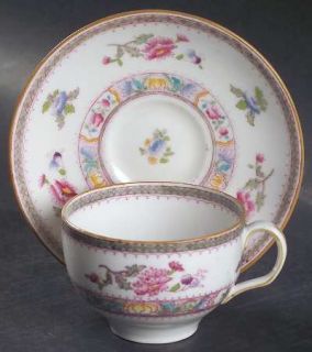 Royal Doulton Orient Flat Cup & Saucer Set, Fine China Dinnerware   E5697,Floral