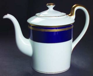 Christian Dior Gaudron Lapis Blue Coffee Pot & Lid, Fine China Dinnerware   Gold