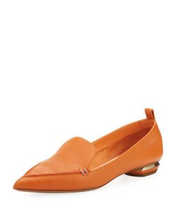 Womens Pebbled Pointed Toe Loafer, Orange   Nicholas Kirkwood