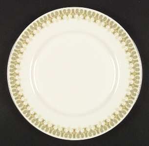Franciscan Gabrielle Dinner Plate, Fine China Dinnerware   Green Scrolls,Yellow