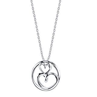 Bridge Jewelry Footnotes Sterling Silver Double Heart Mother Daughter Pendant