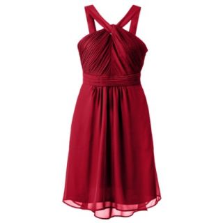 TEVOLIO Womens Plus Size Halter Neck Chiffon Dress   Stoplight Red   16W