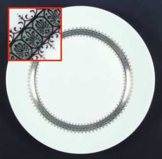 Wedgwood Argyll Dinner Plate, Fine China Dinnerware   Bone, Green Inner Band