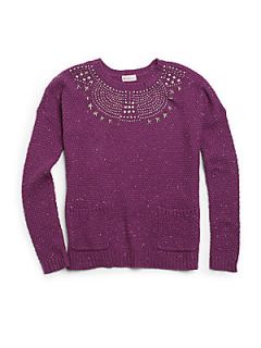 Girls Studded Sweater   Purple