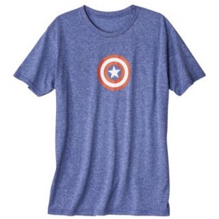 Mens Captain America Gym Workout Active Tee   Blue Heather S