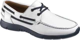 Mens Sebago Kinsley Two Eye   White/Navy Sailing Shoes