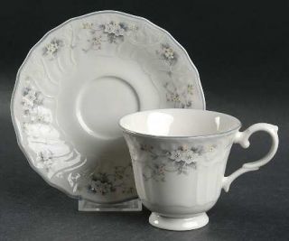 Royal Doulton Lausanne Footed Cup & Saucer Set, Fine China Dinnerware   White&Ye