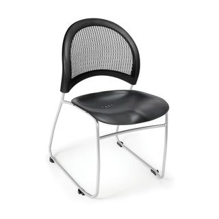 Moon Series Plastic Stacking Chair (pack Of 4) (Black/chrome Weight capacity 250 poundsDimensions 31 inches high x 21 inches wide x 23 inches deepSeat dimensions 18 inches high x 17 inches wideBack size 19 inches high x 16 inches wideAssembly required