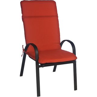 Ali Patio Polyester Brick Red Solid Smooth Edge Hi back Outdoor Arm Chair Cushion (Brick redMaterial: Polyester fabricFill: 2 inches of polyester fiberClosure: Knife edge sewnWeather resistant: YesUV protection: YesCare instructions: Hose down and air dry