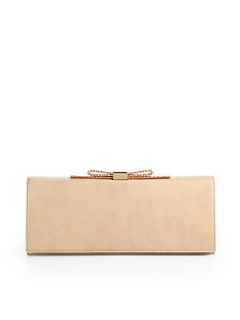 See by Chloe Nora Snake Embossed Leather Bow Clutch   Sage