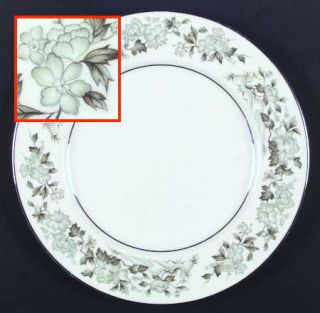 Mikasa Bancroft Dinner Plate, Fine China Dinnerware   Green Flowers & Leaves On