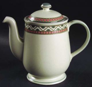 Mikasa Belize Coffee Pot & Lid, Fine China Dinnerware   Brown/Tan/Green Aztec Ri