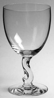 Fostoria Contour Clear Water Goblet   Stem #6060, Curved  Stem, Clear