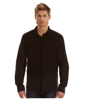 Costume National Slim Shirt with Knit Panels Mens Long Sleeve Button Up (Black)