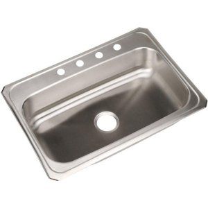 Elkay CR31224 Celebrity Top Mount Single Bowl Kitchen Sink, Stainless Steel 31