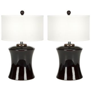 Indoor 1 light Gary Ceramic Dark Brown Table Lamps (set Of 2)