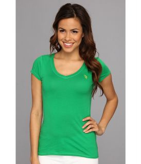U.S. Polo Assn Solid V Neck Tee Womens T Shirt (Green)