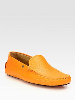 Tods Pebbled Leather Drivers   Orange : Tods Shoes