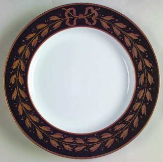 Mottahedeh Gabriel Black Dinner Plate, Fine China Dinnerware   Black,Gold Laurel