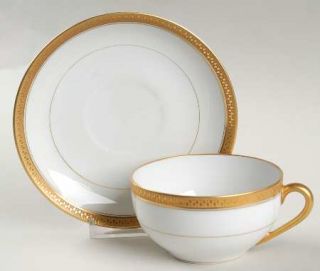 Noritake Washington Flat Cup & Saucer Set, Fine China Dinnerware   No #, Gold En
