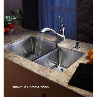 Kraus KHU12332KPF2210KSD30ORB 32 inch Undermount Double Bowl Stainless Steel Kitchen Sink with Oil Rubbed Bronze Kitchen Faucet and Soap Dispenser