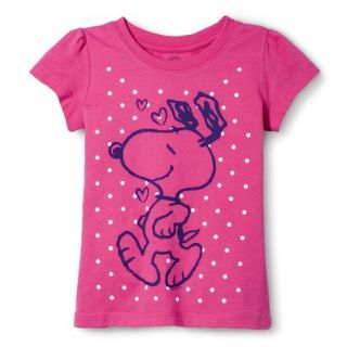 Snoopy Infant Toddler Girls Short Sleeve Tee   Fuchsia 5T