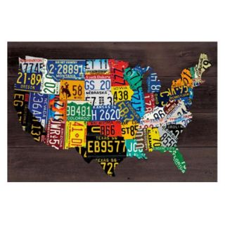 USA Map   License Plates Wall Art   36W x 24H in. & up Multicolor   71047