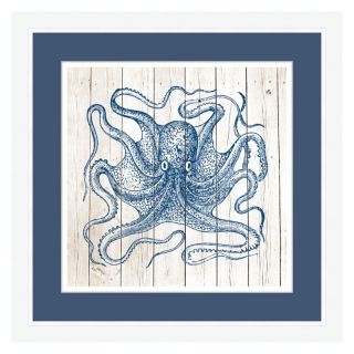Octopus On Planks Framed Wall Art   24W x 24H in. Multicolor   100043
