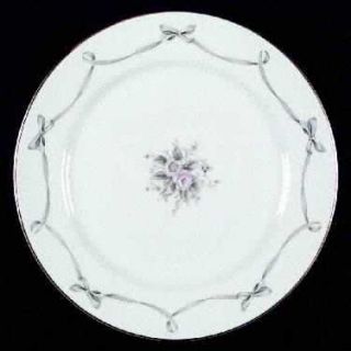 Fine China of Japan Cotillion Dinner Plate, Fine China Dinnerware   Gray Ribbon