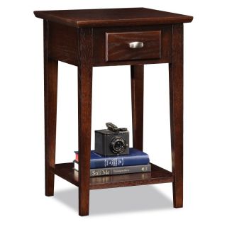 Leick Square Chocolate Oak Wood Side Table Multicolor   10073 CH