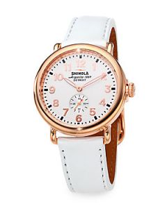 Shinola Runwell Rose Goldtone PVD Stainless Steel & Leather Strap Watch   Rose G