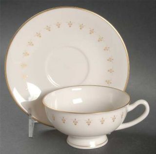 Syracuse First Love Footed Cup & Saucer Set, Fine China Dinnerware   Gold Scroll
