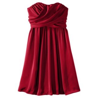 TEVOLIO Womens Satin Strapless Dress   Stoplight Red  4