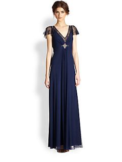 ALON LIVNE Luisa Lace & Tulle Gown   Navy