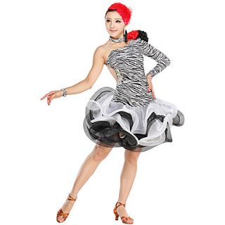 Dancewear Womens Spandex Zebra Stripe Ruffle Latin Dance Dress(More Colors)